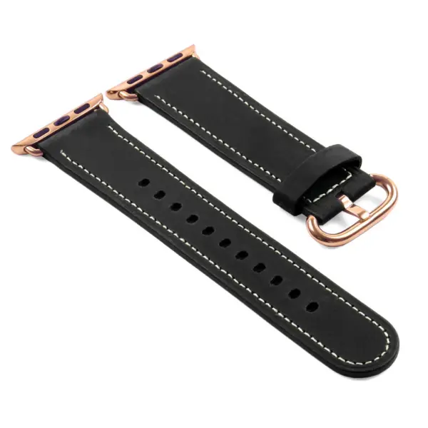a.l2.1.rg DASSARI Soft Finish Leather Strap in Black w Rose Gold Buckle
