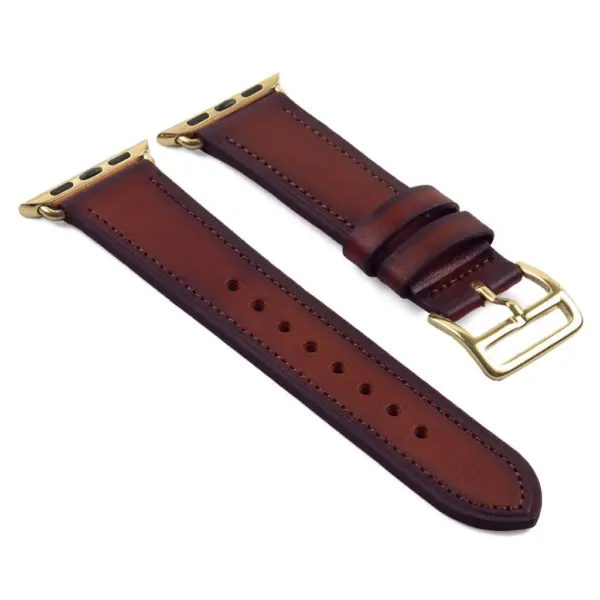 a.l3.3.yg DASSARI Vintage Leather Strap in Tan w Yellow Gold Buckle