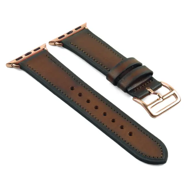 a.l3.2.rg DASSARI Vintage Leather Strap in Brown w Rose Gold Buckle
