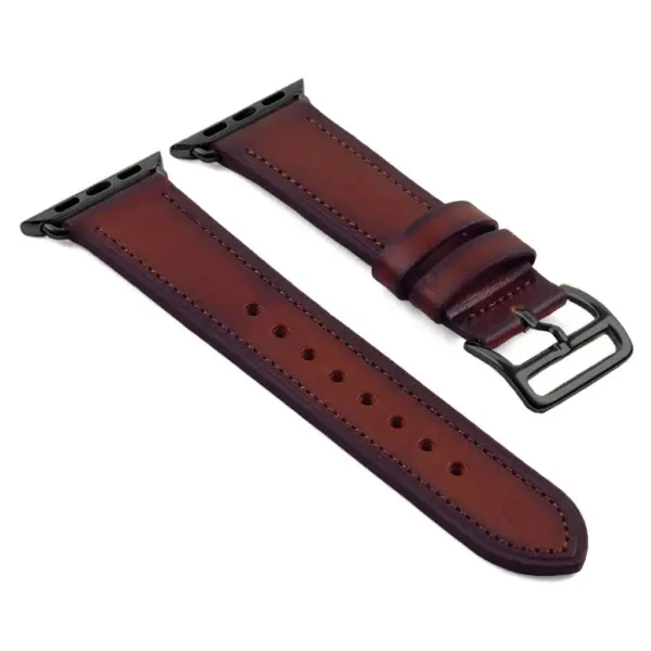 a.l3.3.mb DASSARI Vintage Leather Strap in Tan w Black Buckle