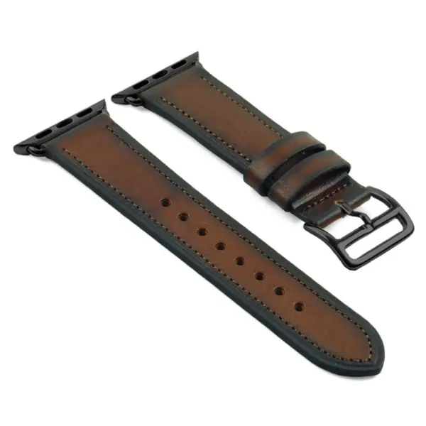 a.l3.2.mb DASSARI Vintage Leather Strap in Brown w Black Buckle