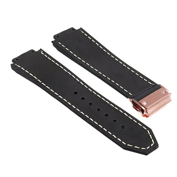 Hb.l1.1.rg DASSARI Suede Strap For Hublot Big Bang W Yellow Rose Buckle In Black