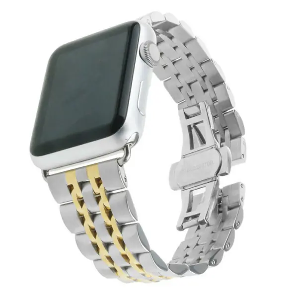 A.m4.ss.yg Main Silver & Yellow Gold StrapsCo Stainless Steel Link Watch Band Strap For Apple Watch Series 1234 38mm 40mm 42mm 44mm