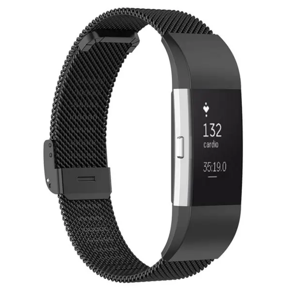 Fb.m1.mb Main Matte Black StrapsCo Milanese Mesh Stainless Steel Watch Band Strap For FitBit Charge 2