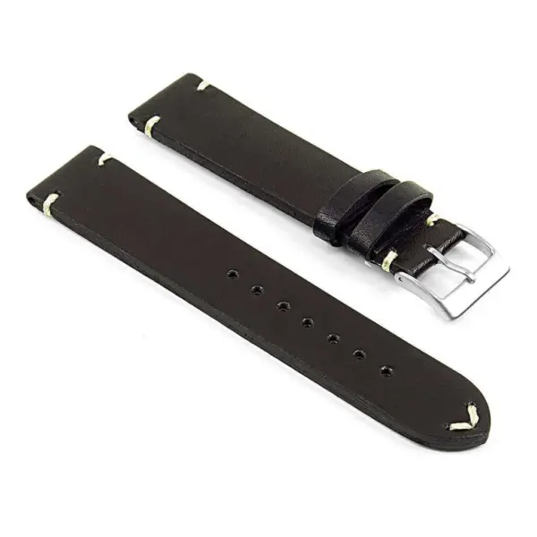 DASSARI Regal ds7.1 Vintage Leather Strap with Hand Sewn Stitching in Black