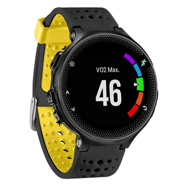 G.r3.1.10 Main Black & Yellow StrapsCo Perforated Silicone Strap For Garmin Forerunner 3