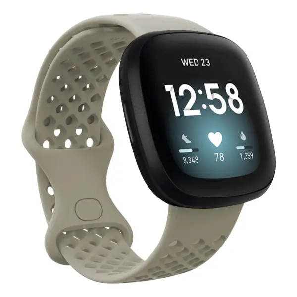 Fb.r53.7 Main Grey StrapsCo Perforated Silicone Rubber Infinity Watch Band Strap For Fitbit Versa 3 & Fitbit Sense