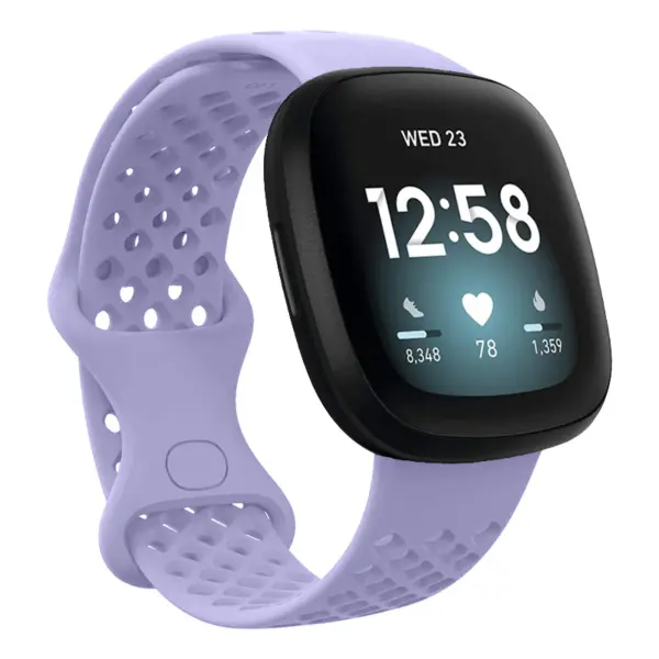Fb.r53.18 Main Lavender StrapsCo Perforated Silicone Rubber Infinity Watch Band Strap For Fitbit Versa 3 & Fitbit Sense
