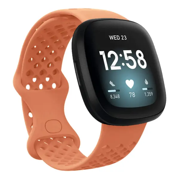 Fb.r53.13a Main Coral StrapsCo Perforated Silicone Rubber Infinity Watch Band Strap For Fitbit Versa 3 & Fitbit Sense