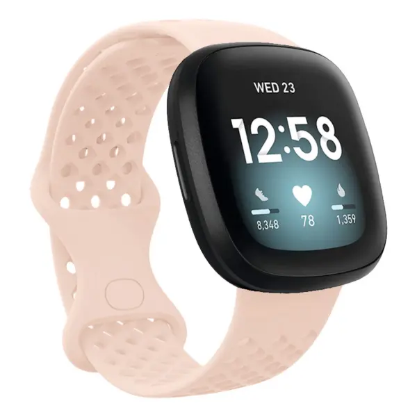 Fb.r53.13 Main Pink StrapsCo Perforated Silicone Rubber Infinity Watch Band Strap For Fitbit Versa 3 & Fitbit Sense
