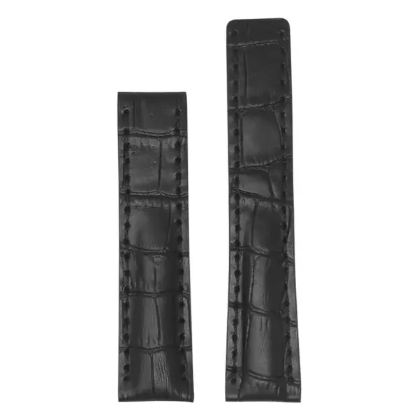 Brt11.c.1.1.nb Up Black With Black Stitching (No Clasp) DASSARI Vantage Padded Crocodile Embossed Leather Watch Band Strap For Breitling 20mm 22mm 24mm