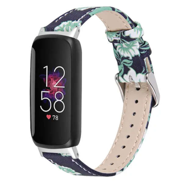 fb.l8.b Front Black & Green Flowers StrapsCo Floral Strap For Fitbit Inspire 3