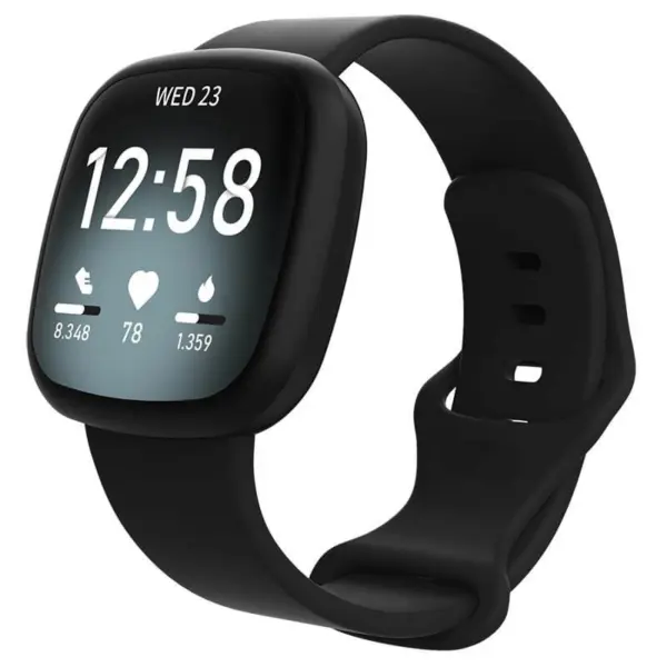 fb.r59.1 Main Black StrapsCo Silicone Rubber Infinity Watch Band Strap for Fitbit Versa 3 Fitbit Sense