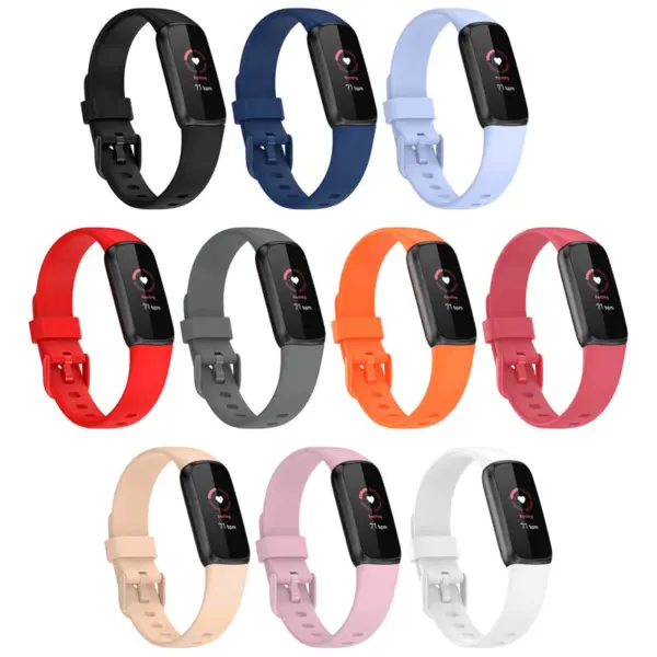 fb.r66 All Color StrapsCo Single Solid Colour Silicone Rubber Watch Band Strap for Fitbit Luxe