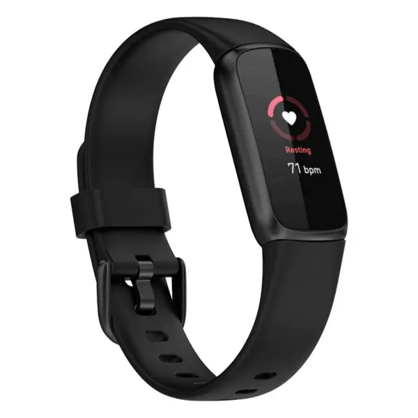 fb.r66.1 Main Black StrapsCo Single Solid Colour Silicone Rubber Watch Band Strap for Fitbit Luxe