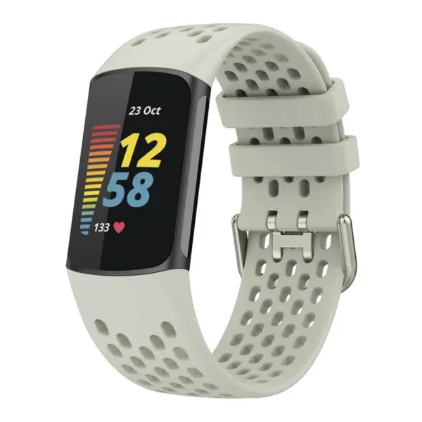 Fb.r71.7 Main Greenish Grey StrapsCo Rubber Sport Band For Fitbit Charge 5 Silicone Strap