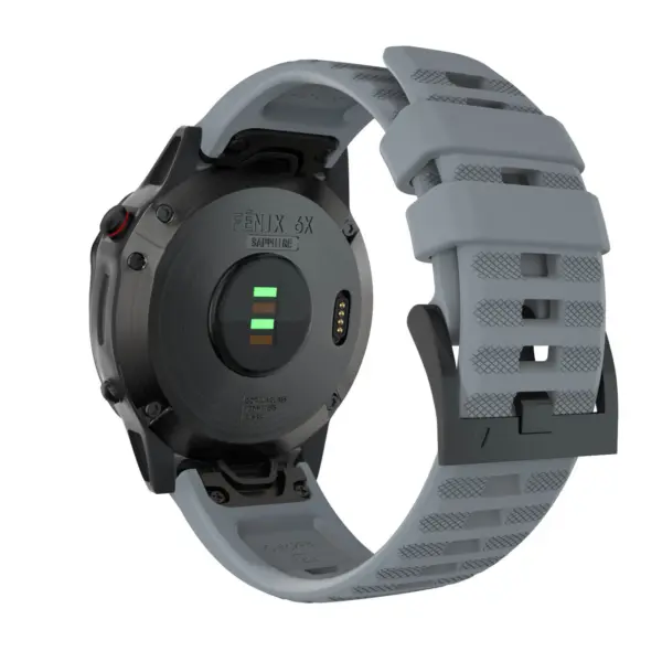 G.r46.7 Back Grey StrapsCo QuickFit 26 Silicone Rubber Watch Band Strap For Garmin Fenix 6X
