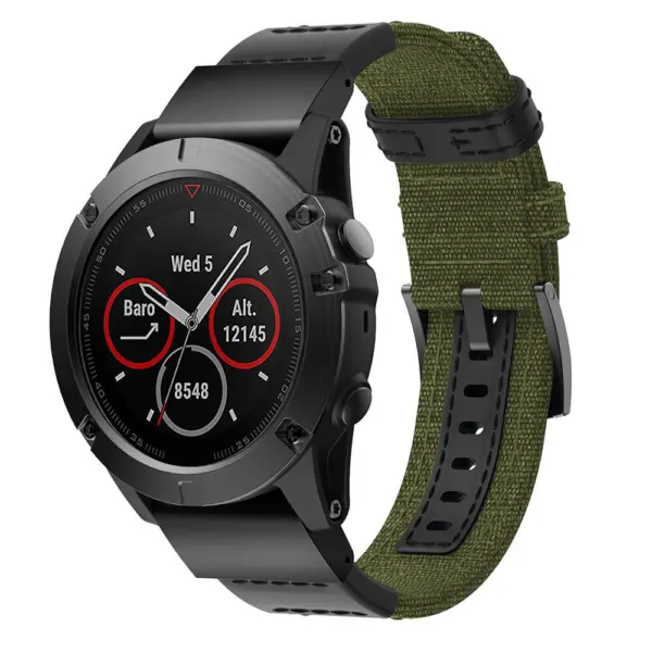 G.ny1.11 Main Green StrapsCo QuickFit 26 Canvas Watch Band Strap For Garmin Fenix 5X