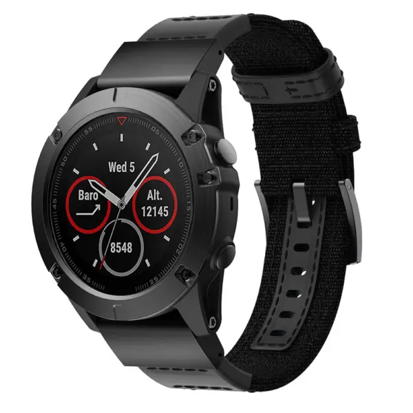 G.ny1.1 Main Black StrapsCo QuickFit 26 Canvas Watch Band Strap For Garmin Fenix 5X