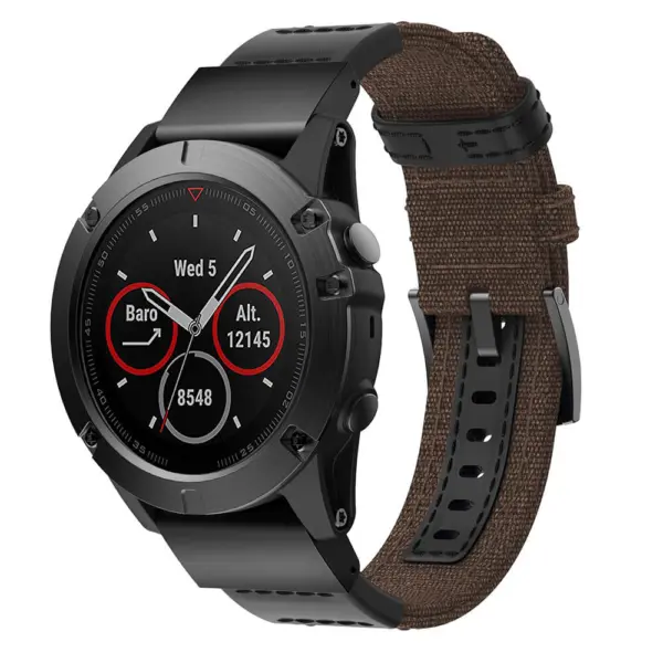 G.ny1.2 Main Brown StrapsCo QuickFit 26 Canvas Watch Band Strap For Garmin Fenix 5X