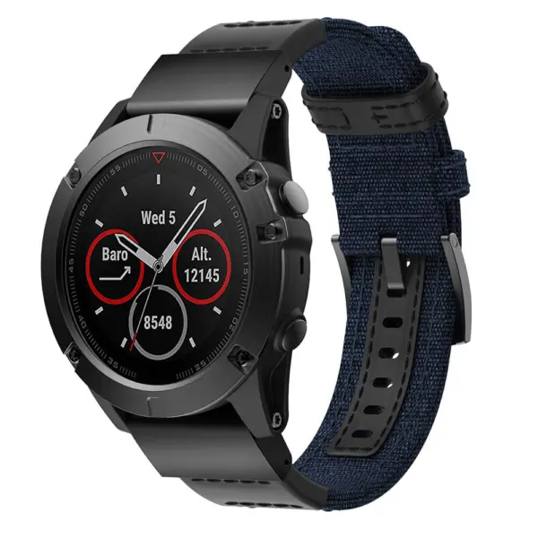 G.ny1.5 Main Blue StrapsCo QuickFit 26 Canvas Watch Band Strap For Garmin Fenix 5X