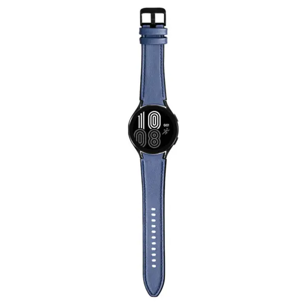 s.l1.5 Main Blue StrapsCo Genuine Leather Silicone Hybrid Strap for Samsung Galaxy Watch 4 Rubber Band