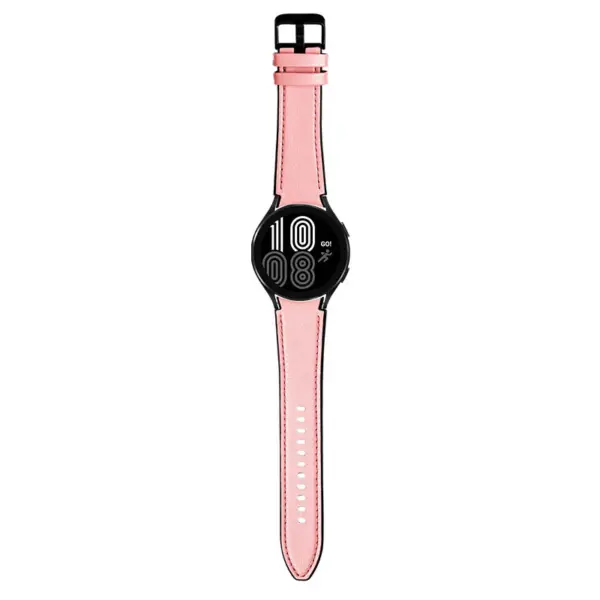 s.l1.13 Main Pink StrapsCo Genuine Leather Silicone Hybrid Strap for Samsung Galaxy Watch 4 Rubber Band
