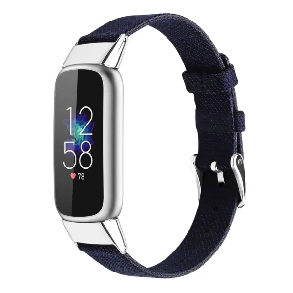 fb.ny37.5b Angle Darkest Blue StrapsCo Canvas Strap for Fitbit Luxe Nylon Canvas Strap Band
