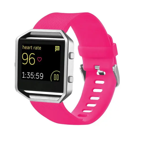 Fb.r1.13b Front Hot Pink Silicone Rubber Watch Band Strap For Fitbit Blaze